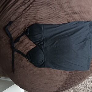 Black Tank Top with Neck Tie Strap